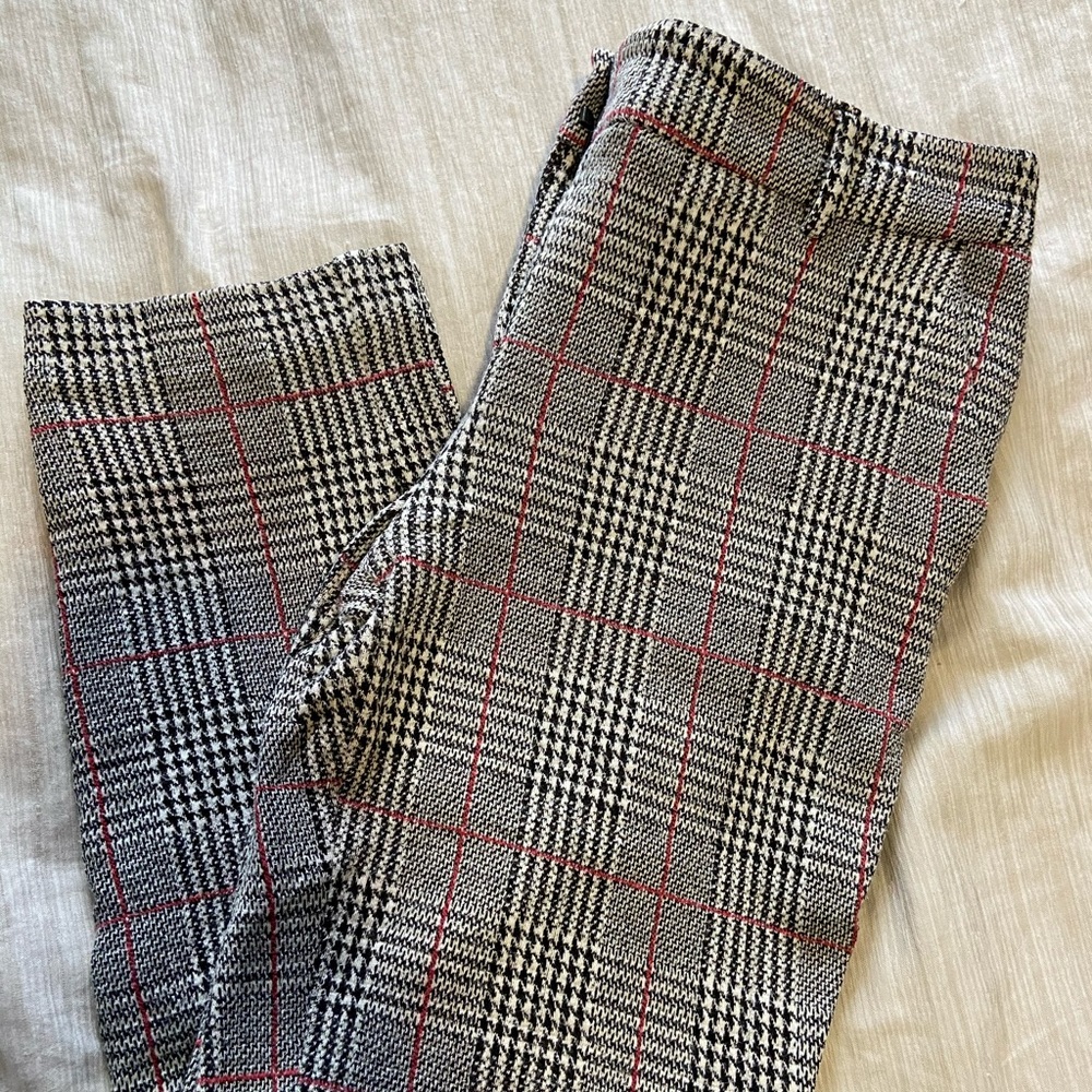 Express Plaid Columnist Ankle Mid Rise Dress Pants